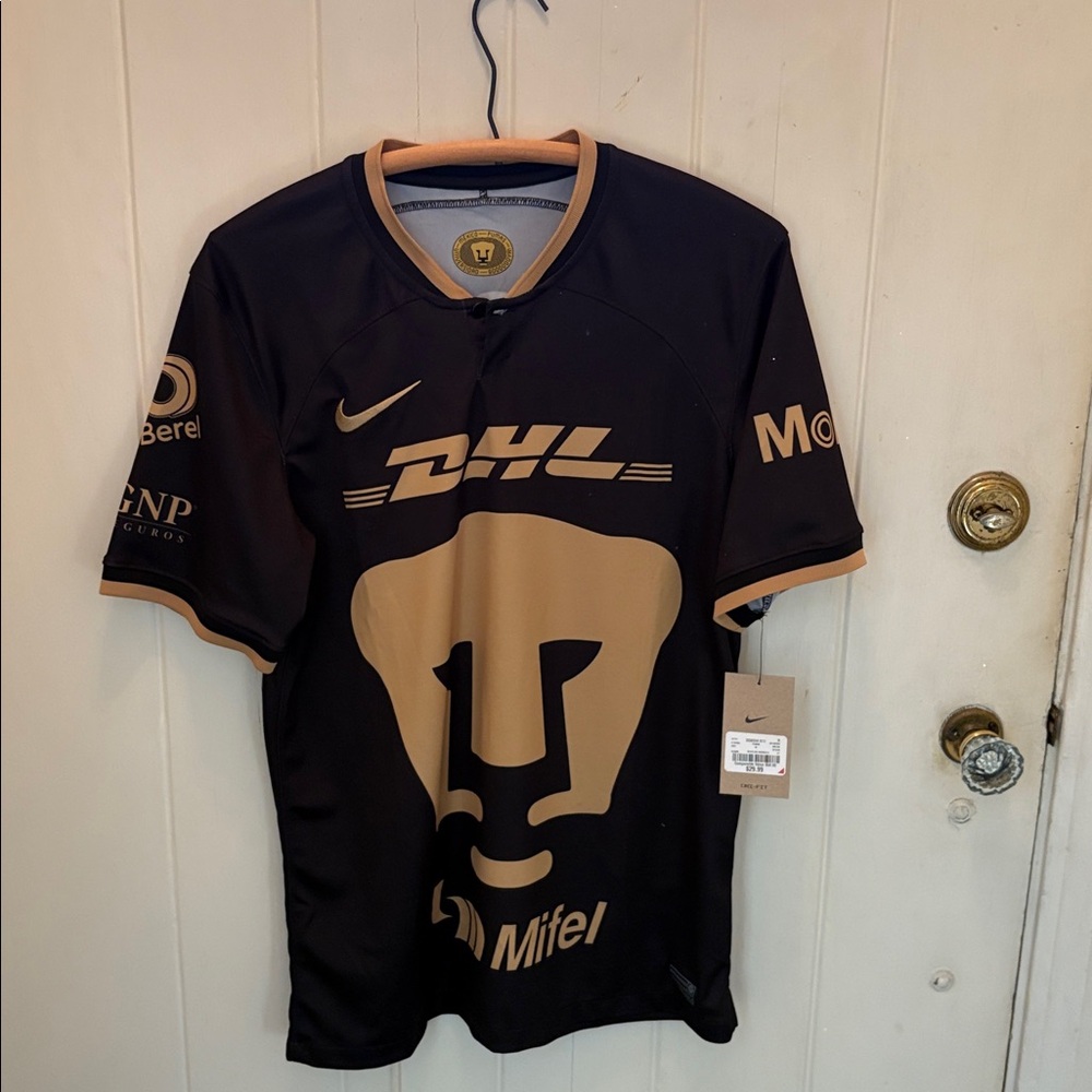 Men’s Nike Black and Gold Pumas Soccer Jersey NWT